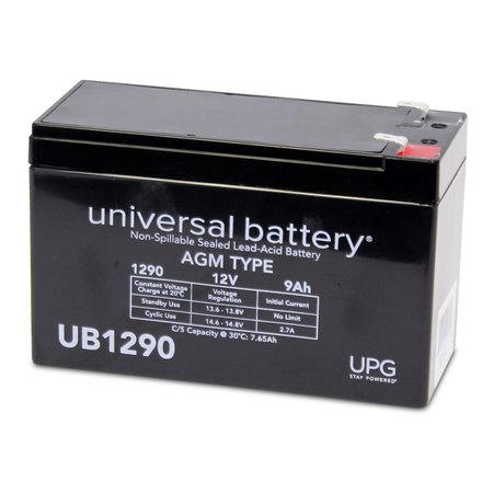 Upg Sealed Lead Acid Battery, 12 V, 9Ah, UB1290, F2 Faston Tab Terminal, AGM Type 40748